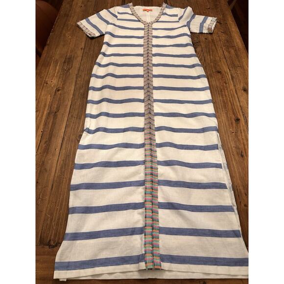Vilagallo Linen Madison Maxi Dress Size 38 Striped Resort Coastal Vacation - Picture 3 of 16